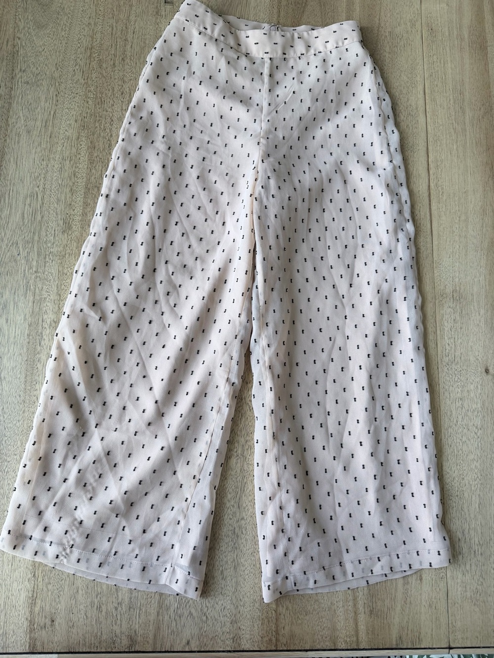 L'Academie Blush Tan Trouser Pants with Black Mini Rectangles